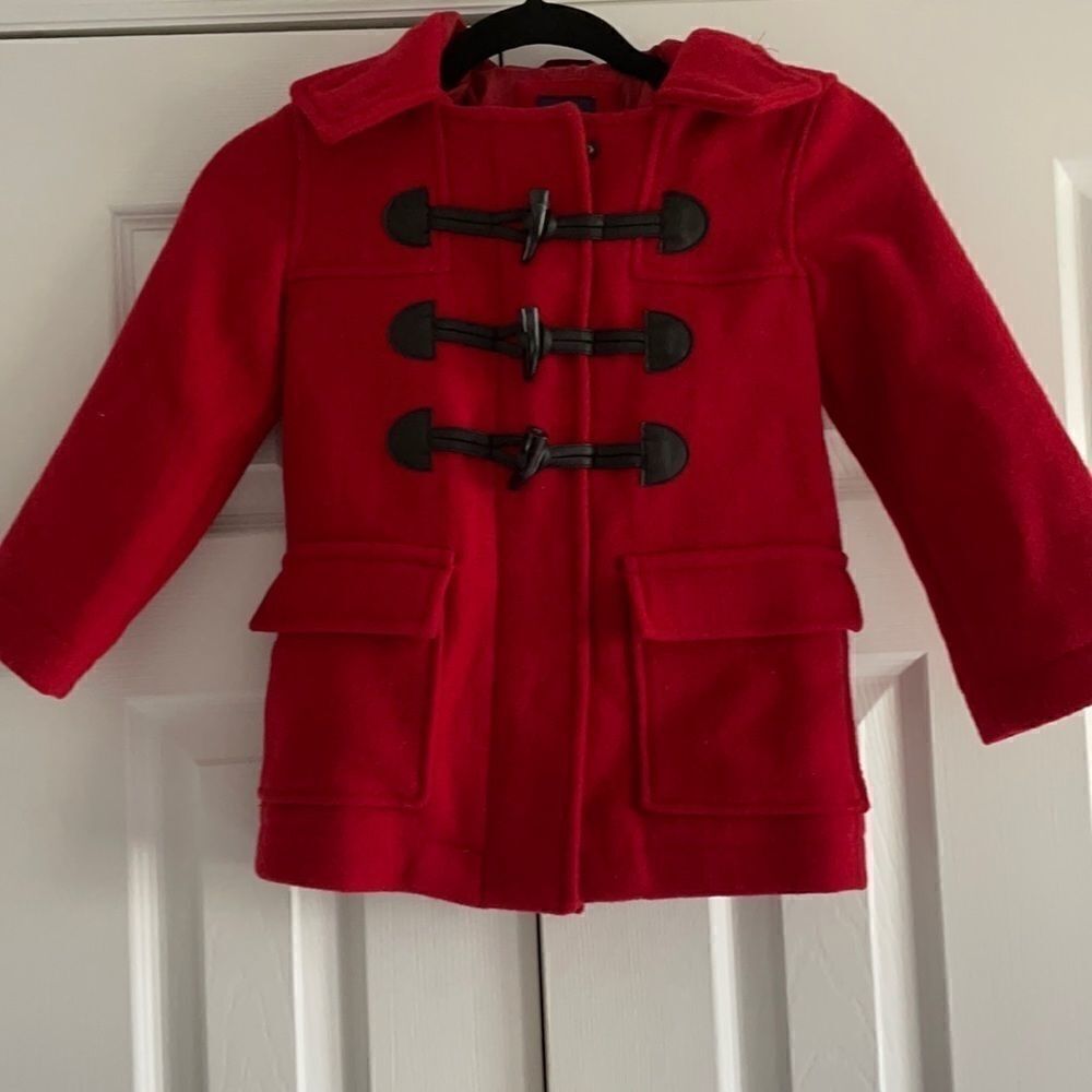 Gap Kids Girls Red Wool Dressy Hooded Toggle Closure Coat - Size XS